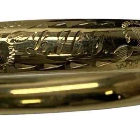 Vintage 14KT Gold Filled Floral & Initials Engraved Hinged Bangle Bracelet - Picture 2 of 7